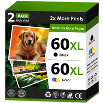 60XL Ink Compatible for HP 60 Ink Cartridge Combo Pack for HP Printer Ink 60 (Black, Tri-Color)