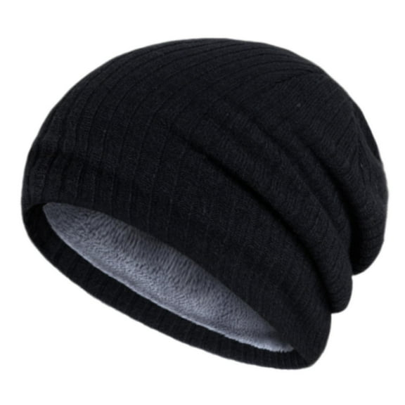 Holzkary Winter Hats for Men Women Fleece Lined Beanie Warm Cuffed Soft Knit Outdoor Skull Cap Men's and Winter Warm Knitted Hat Outer Striped Cold Hat Hat Woolen Hat Black One Size