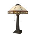 thumbnail image 1 of Stone Filigree 2 Light Table Lamp In Tiffany Bronze, 1 of 3