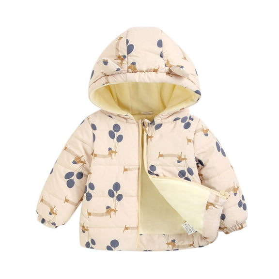 TAIAOJING Toddler Kids Girls Boys Bomber Down Puffer Jacket Zip-Up Baby Girls Coat Boys Windproof Warm Winter Outerwear Cartoon Hooded Girls Coat& Fall Jacket Coats Parka 2-3 Years