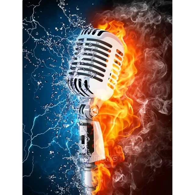 5D DIY Full Drill Diamond Painting, Musical Instrument Guitar Diamond Embroidery Rhinestone Sticker Mosaic Home Decor, 40 x 50 cm, Unframed,FX6152,50x40cm