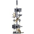 thumbnail image 1 of PawHut Floor to Ceiling Cat Tree, 230-250cm Adjustable Tall with 2 Condos, 1 of 10