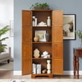 thumbnail image 5 of Leumius 72.4" Tall Storage Cabinet Tall Storage Cabinet with 8 Doors and 4 Shelves ,Bookshelf for Living Room, Kitchen, Dining Room, Office Oak, 5 of 9