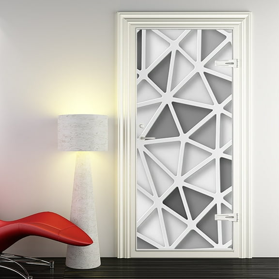 Door Stickers Decals 3D Door Murals Peel and Stick, Removable Decorative Vinyl Wallpaper Waterproof Self Adhesive Wall Covers Poster  White Block,SP-F636,S(38.5x200cmx2Pcs)