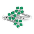 thumbnail image 5 of Sterling Silver 3 Flower Emerald and Diamond Ring Size 7, 5 of 6