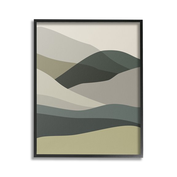 Stupell Industries Abstract Alternating Hills Landscape Painting Black Framed Art Print Wall Art, 24 x 30