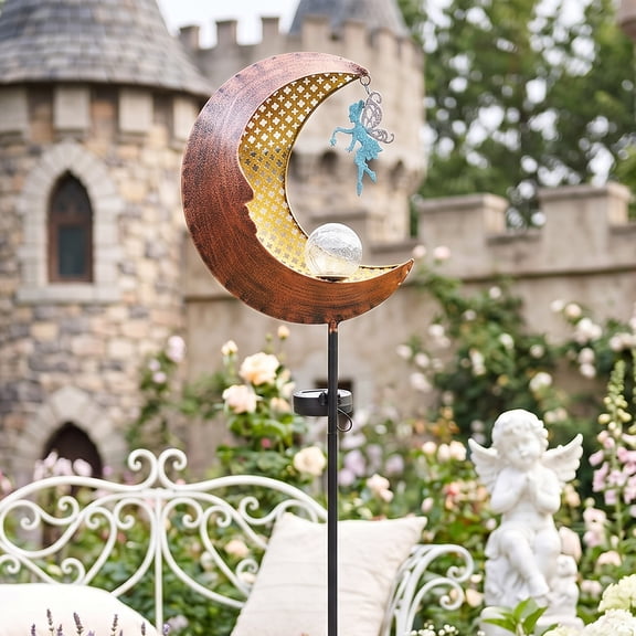 Outdoor Garden Stake,Solar Fairy Moon LED Light Stake,Outdoor Decor,Ornament for Patio, Lawn, Yard, Pathway - Unique Gift Ideas for Gardening