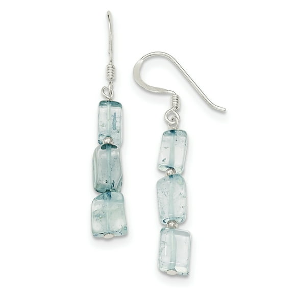 Sterling Silver Light Blue Quartz Stone Earrings QE9725