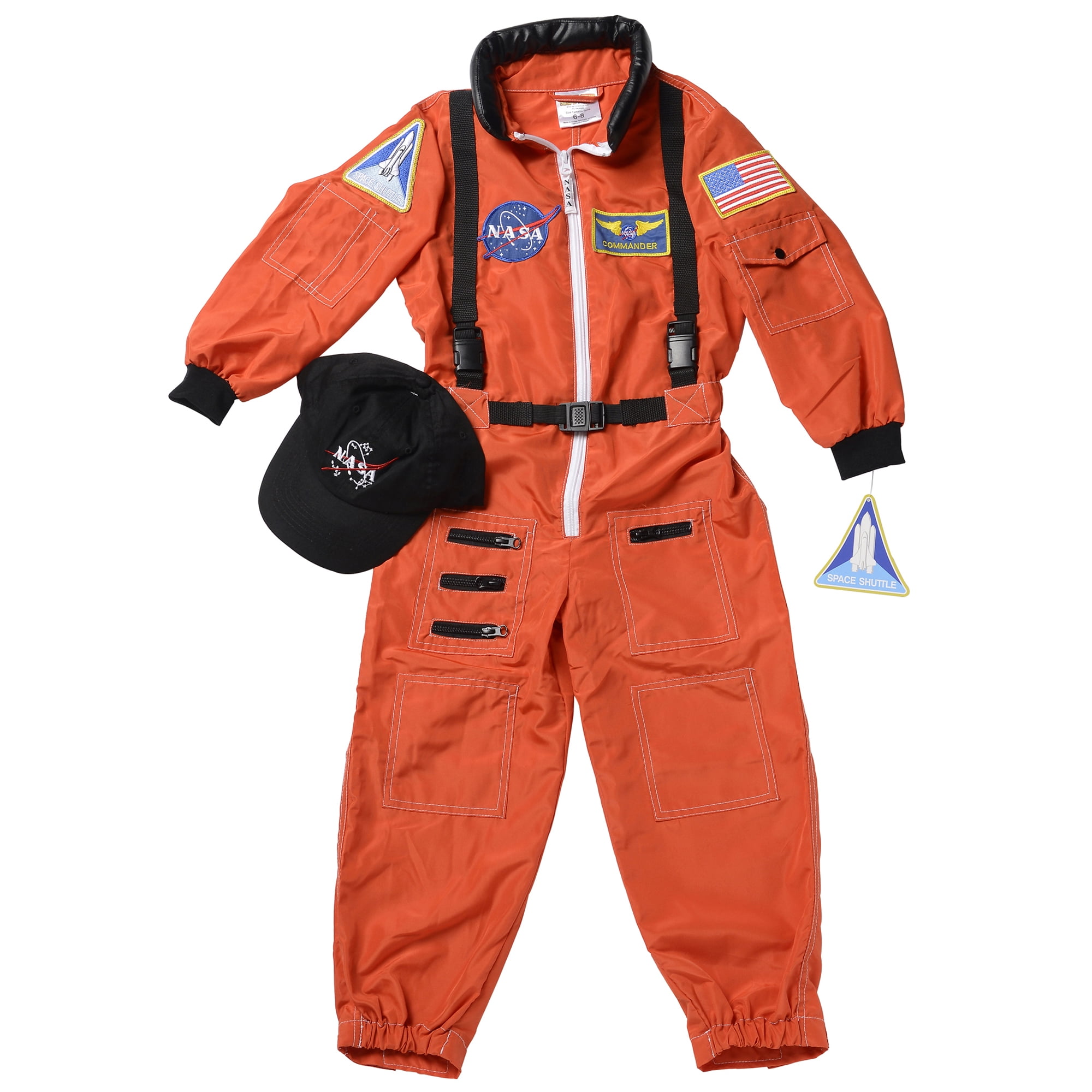 Jr Astronaut Suit (Orange) W/Cap Child Costume 6-8