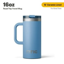 RTIC 20 oz Ceramic Lined Insulated Road Trip Travel Mug, Leak-Resistant Lid, Denim