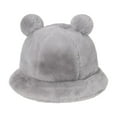 thumbnail image 4 of Dyfzdhu Cute Bear Ear Bucket Hat Winter Thick Warm Hat Bucket Cap for Women Men Gray, 4 of 4