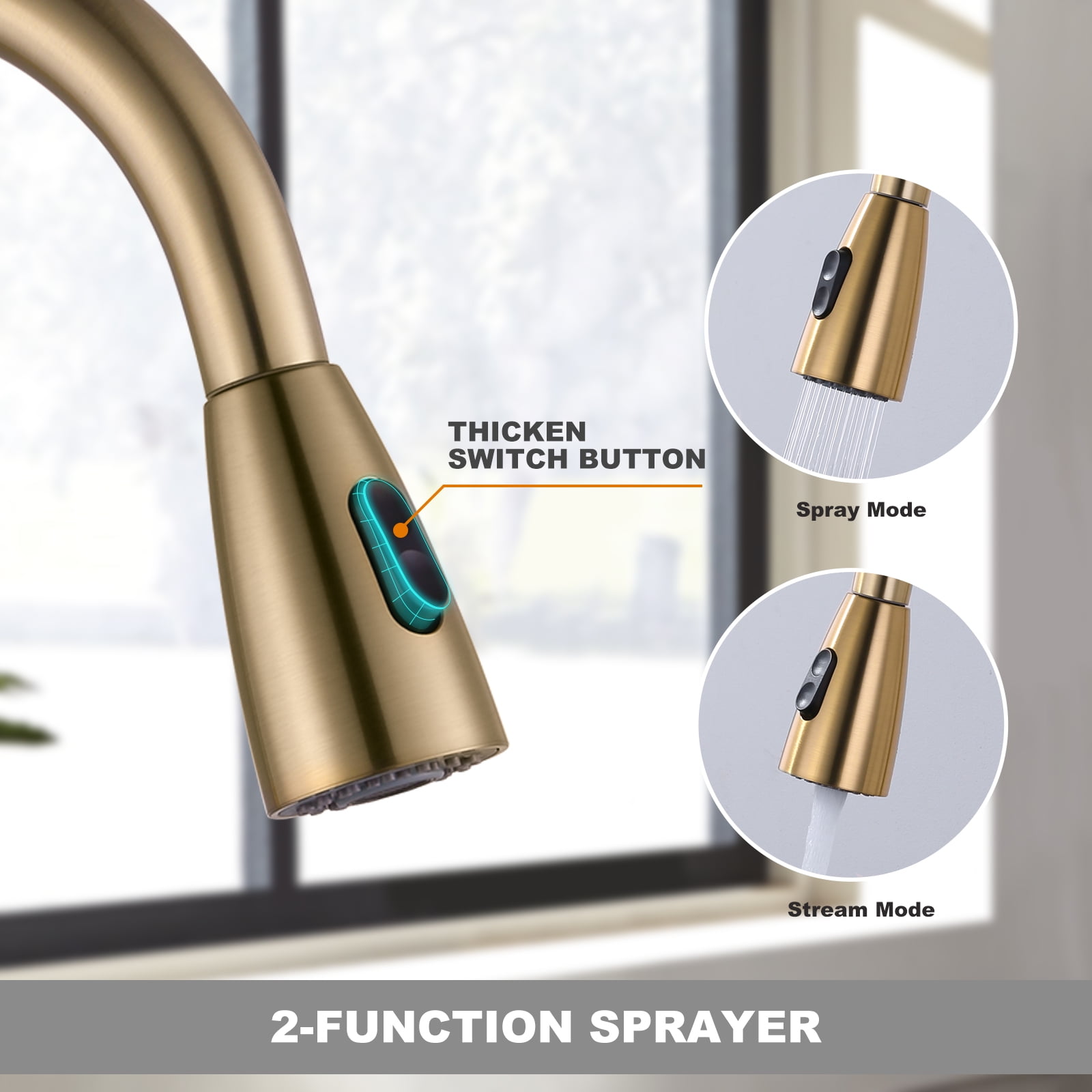 WOWOW Pull Down Touch Single Handle Kitchen Faucet