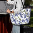 thumbnail image 4 of Wukai Blue Flax Flowers Print Zipper Bag,large Beach Tote Bag,Waterproof Sandproof Bag,Grocery and Picnic Tote Travel Bag, 4 of 5