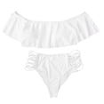 thumbnail image 5 of LoyisViDion Women'S Swimsuit Clearance Swimsuits for Women 2 Piece Hawaiian Tropical Print Swim Cami Bra and Ruffles Bathing Sets Beachwear White 10(XL), 5 of 5
