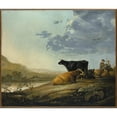 thumbnail image 2 of Aelbert Cuyp 23x20 Gold Ornate Framed and Double Matted Museum Art Print Titled - Young Herdsmen with Cows (ca. 1655-60), 2 of 4