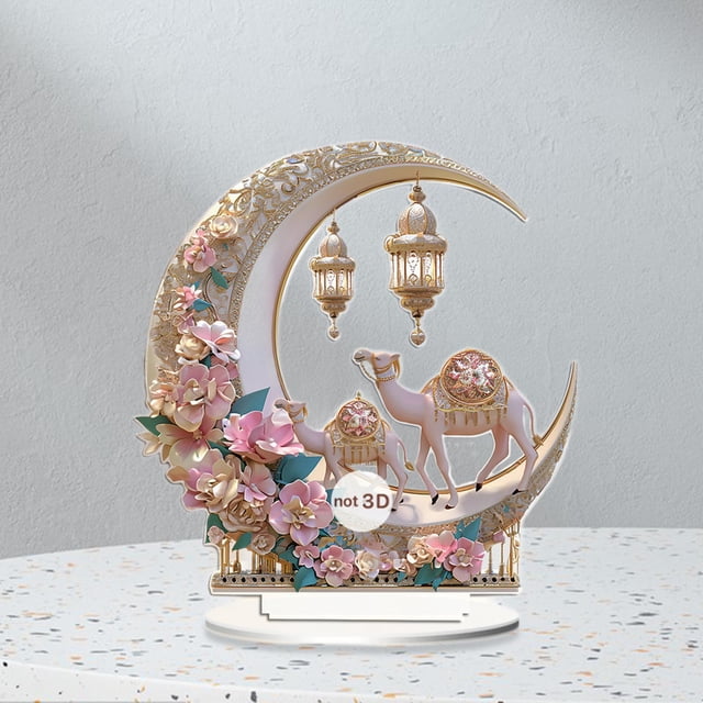 Letrero decorativo 2D con diseño de flor, camello, con Base, regalo de cumpleaños, centro de mesa, obra de arte acrílica para gabinete y sala