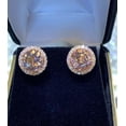 thumbnail image 2 of Trending Halo 2Ct Round Lab Created Morganite Push Back Halo Stud Earring 14K Rose Gold Finish Silver, 2 of 3