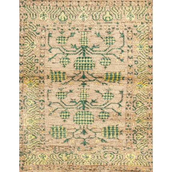Ahgly Company Indoor Rectangle Abstract Brown Gold Oriental Area Rugs, 5' x 7'