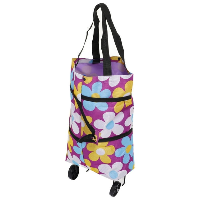 Collapsible Shopping Bag With Wheels, Folding Shopping Cart, Waterproof Grocery Cart, Washable Utility Cart For Travel Camping Laundry Trolley Bags Grocery Bag For Elderly