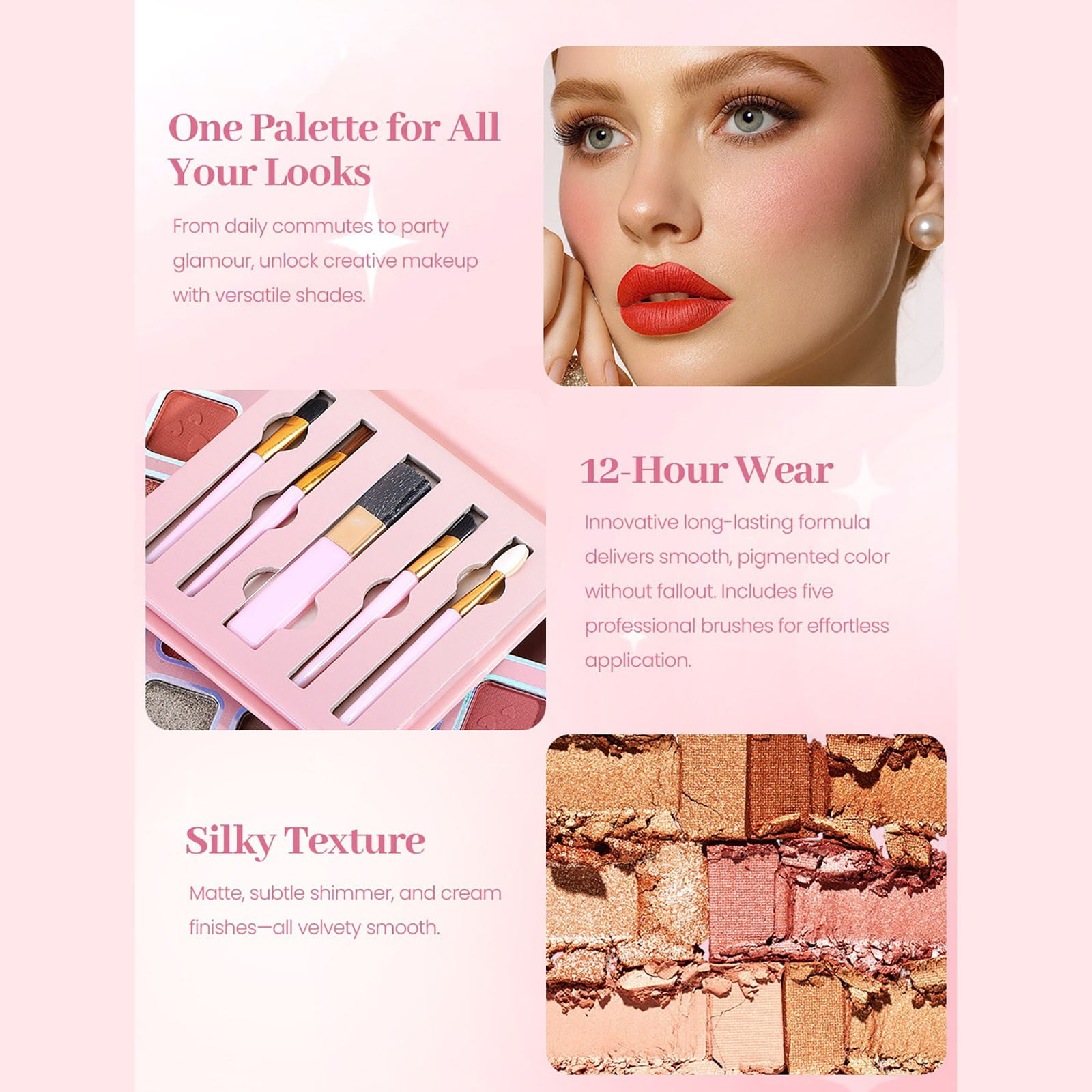 54 Color Pearlescent Matte Palette,Versatile Eye Shadow Matte Shimmer With Brush Set,Highly Pigmented Eye Shadow Set for Women,Long Lasting Waterproof Everyday Wear For Commuting,Dating
