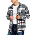thumbnail image 4 of Men's Flannel Plaid Shirt Long Sleeve Button Down Coat with Pockets, Casual Loose Fit Shacket Outerwear for Fall Winter Fashion | CSEONE,Gray L, 4 of 6