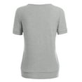 thumbnail image 2 of Made by Johnny Women's Scoop Neck Short Sleeve Pleated Front Blouse Tunic Top XXL HEATHER_GREY, 2 of 6