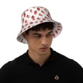 thumbnail image 4 of Kll Hand Drawn Strawberry Bucket Hat for Women Men Packable Travel Beach Sun Hat Outdoor Rave Accessories Reflective Fisherman Cap, 4 of 6