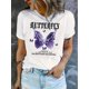 thumbnail image 1 of 1pc Women'S Casual Crew Neck T-Shirt with Lightning Butterfly Print, Fashionable Short Sleeve Top, Comfortable Summer Knit Polyester Tee with Medium Stretch, 1 of 6