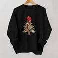thumbnail image 5 of Guzom Womens Christmas Tree Patchwork Sweatshirt - 100% Polyester Long Sleeve Crew Neck, Bow & Star, Black (XS-XL),Size L, 5 of 5