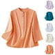 thumbnail image 1 of Manga larga blanca,Camiseta de verano de manga larga con cuello redondo para mujer, cómoda y casual, color liso, corte regular, para casa o el trabajo, sopatenor, 1 of 8