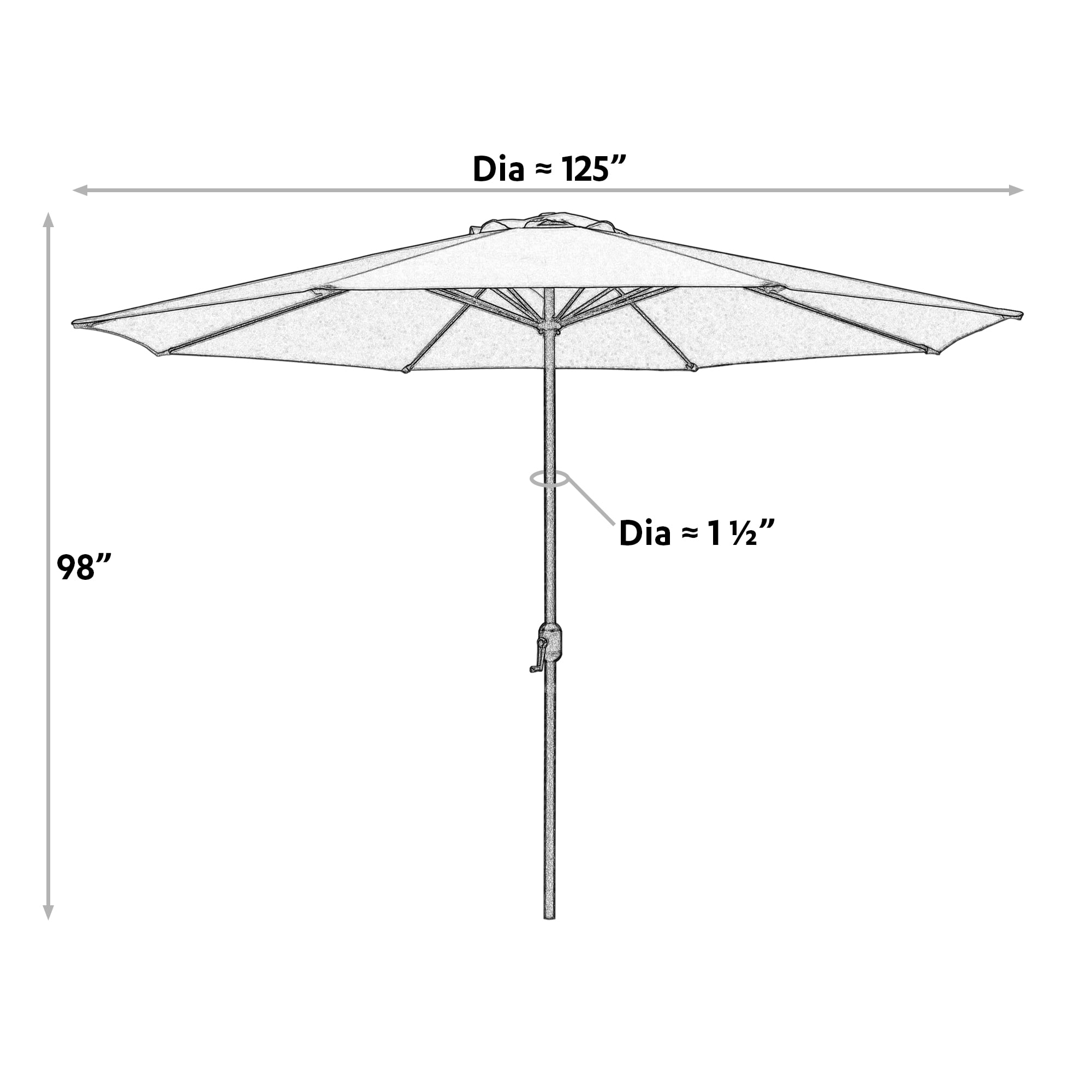 Abble 11FT Outdoor Patio Umbrella with Crank Handle, Market Umbrella with 8 Sturdy Umbrella Ribs, Waterproof for Garden Deck Backyard Pool, Red
