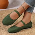 thumbnail image 7 of Domuza Women's Mary Jane Flat Shoes with Elastic Strap, Soft Faux Suede Slip On Casual Walking Flats, Comfortable Low Profile Everyday Footwear for Work Office Daily Wear Green 7（EU-38）, 7 of 7