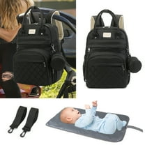 Diaper Bag Backpack, 3 In 1 Multi-Functional Baby Bag, Travel Diaper Tote with Changing Pad, Stroller Straps,  Large Capacity Travel Essentials for Baby, Black