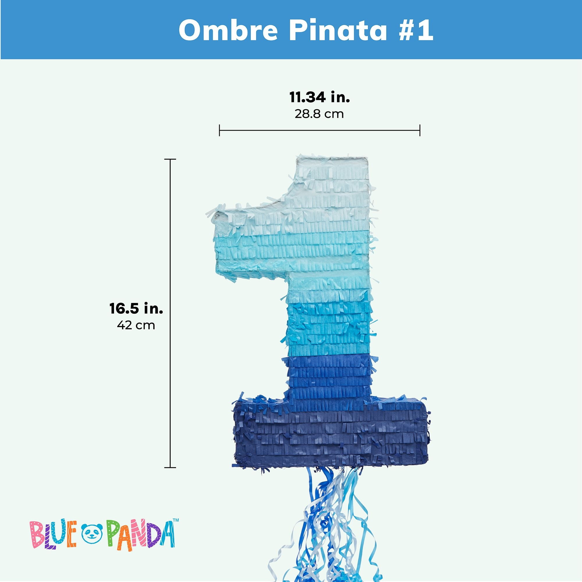 Blue Striped Number 1 Pinata - Ready to Ship - Pinata Whimsy