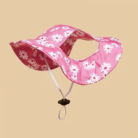 Cute Ear-Exposed Sunshade Hat for Small Pets - Adjustable Polyester Dog Hat for All Seasons