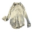 thumbnail image 2 of ZenCart Women Shirt Lapel Long Sleeve Commuter Casual Shirt Solid Color Loose Fit Smooth Satin Office Shirt Daily Wear, 2 of 8