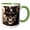 Green/White, variant on 3drose, Cool Machine Skull in Mechanical Hat with Sensors and Indicators, 11oz Two-tone Yellow Mug