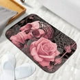 thumbnail image 6 of 1pc Pink Skull with Rose Absorbent Non-Slip Bathroom Thickened Flannel Rug Decor,Soft,Quick Drying,Suitable For Indoor/outdoor Use,Bathrooms,Bedrooms,Kitchens,Terrace,Laundry Rooms,16"x24", 6 of 9
