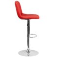 thumbnail image 2 of Contemporary Red Vinyl Adjustable Height Barstool with Embellished Stitch Design and Chrome Base, 2 of 6