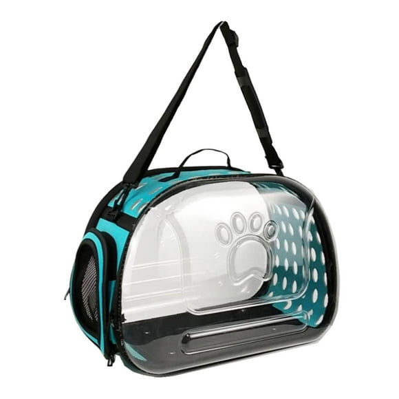 Bolsa portátil para llevar gatos, bolsa de burbujas para mascotas, bolso de mano, caseta de transporte transparente para perros pequeños y medianos, v , Azul S