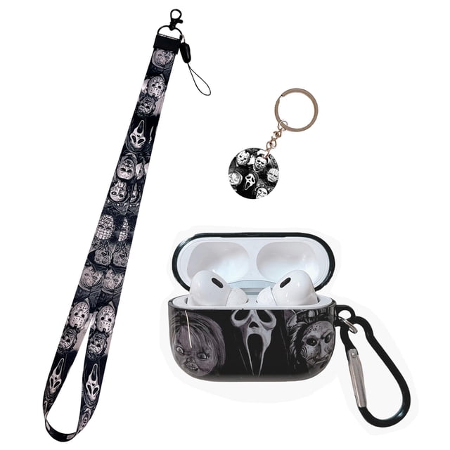 Funda para AirPods Pro 2 con estampado Cool Scream y llavero de terror