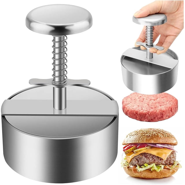 Graflsoa Stainless Steel 304 Burger Press Mold - 100mm Round Patty Maker for Home Use