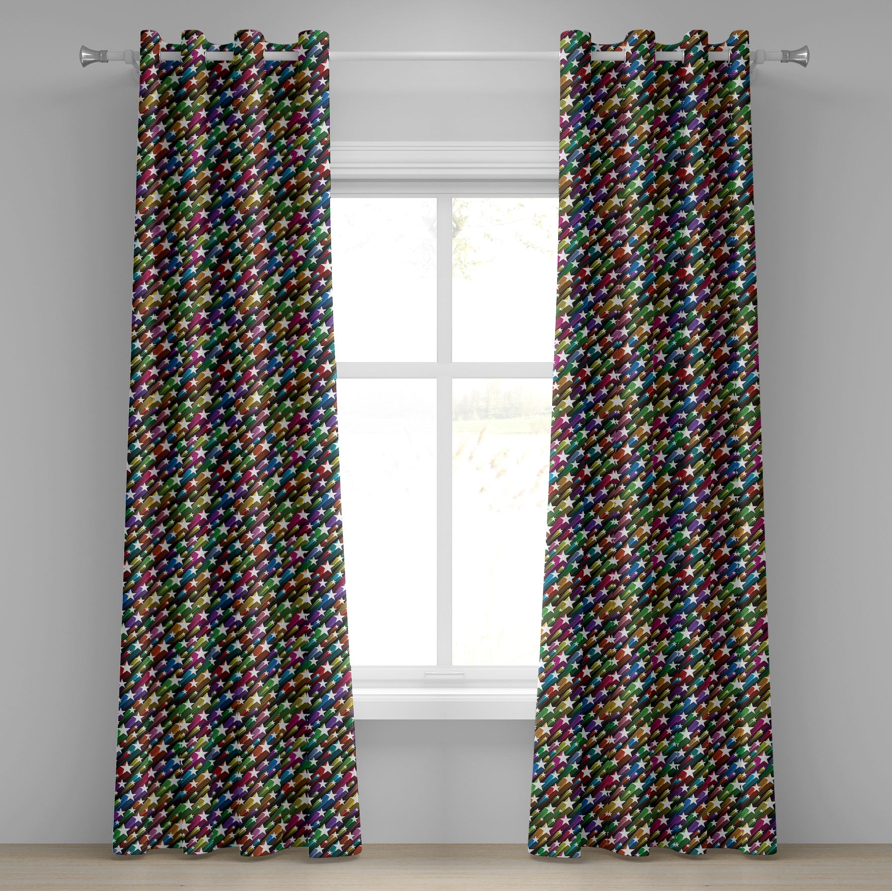 Colorful Mermaid Scale Window Curtains Decorative Curtain Panels 50% Blackout 