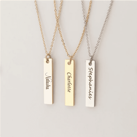 excellent.c Customized Couple Necklace Personalized Engraved Bar Necklace with Name & Date