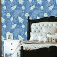 thumbnail image 2 of Boho Peel and Stick Wallpaper 23.6in x 9.8ft Cute Cartoon Space Theme Green Aliens UFOs Rockets Blue Contact Paper Vinyl Waterproof Self Adhesive Wall Paper for Bedroom Nursery Cabinet, 2 of 8