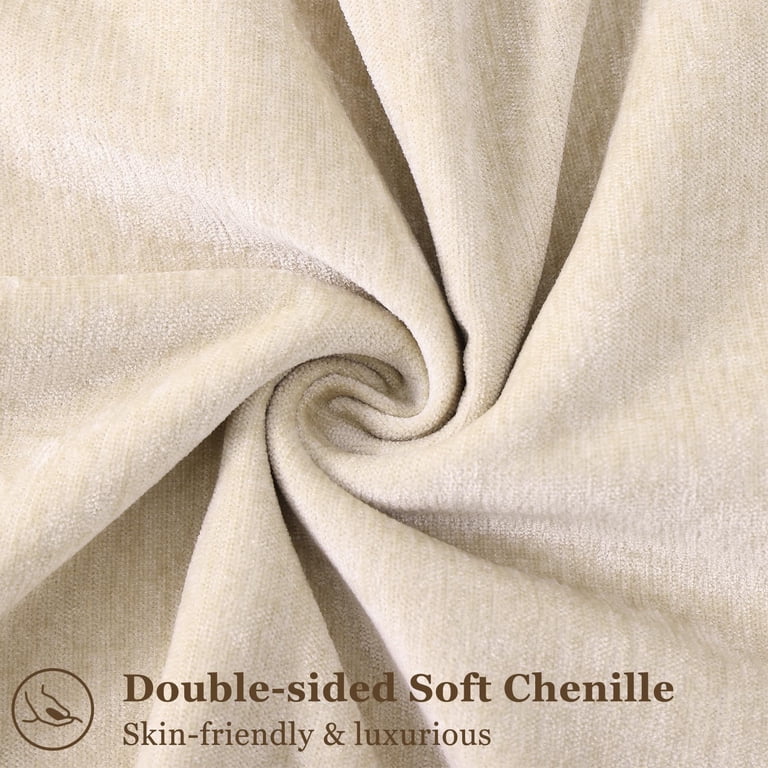 DecorUhome Throw Pillow Covers 18x18 Set of 2, Chenille Beige photo 2