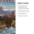 thumbnail image 3 of Lantern Press 12x18 Inch Premium Wood Sign, Ready to Hang Wall Decor, Cheyenne, Wyoming, Cowboy Cattle Drive Scene, 3 of 4