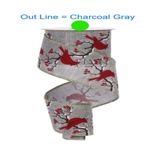 Northlight Gray and Red Cardinal Wired Craft Christmas Ribbon 2.5" x 10 Yards