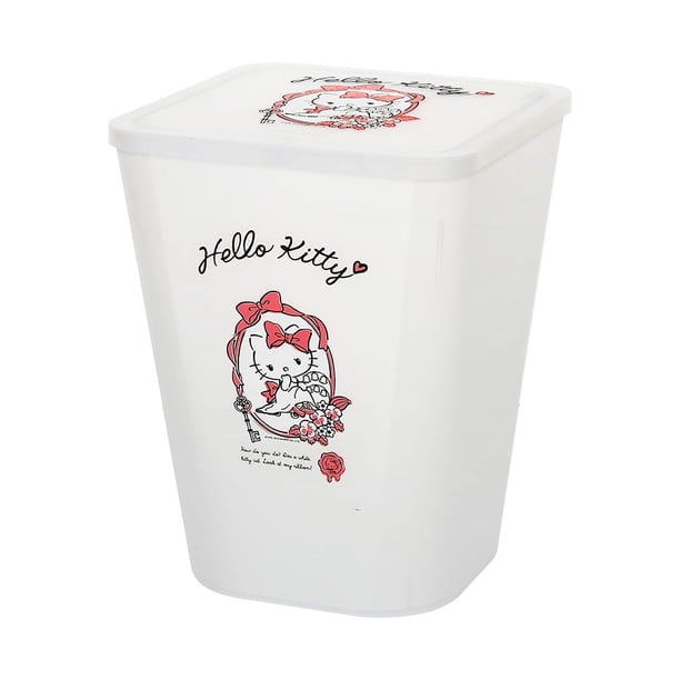 Papelera de PP lavable para el hogar de Hello Kitty, papelera para habitación de niñas, papelera de cocina de plástico reciclado con tapa