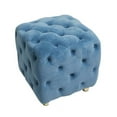 thumbnail image 6 of Modern Velvet Upholstered Ottoman, Exquisite Small End Table, Soft Foot Stool, Dressing Makeup Chair, Comfortable Seat for Living Room, Bedroom, Entrance, Blue, 6 of 8